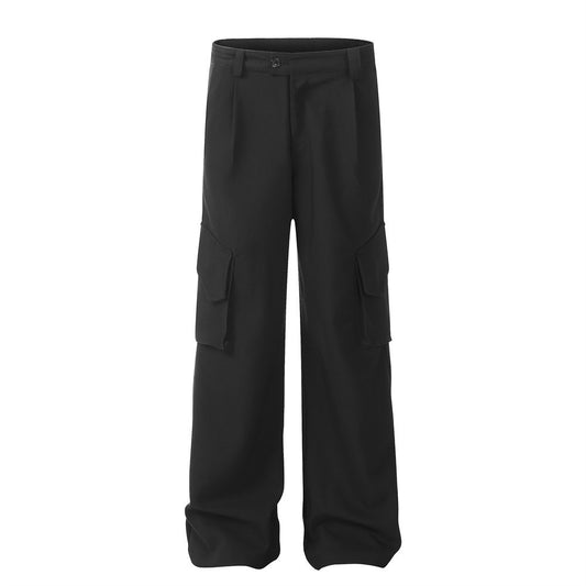 Pantalon de travail décontracté uni à multiples poches