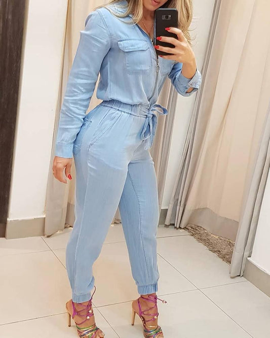 Combinaison-pantalon zippée pour femme
