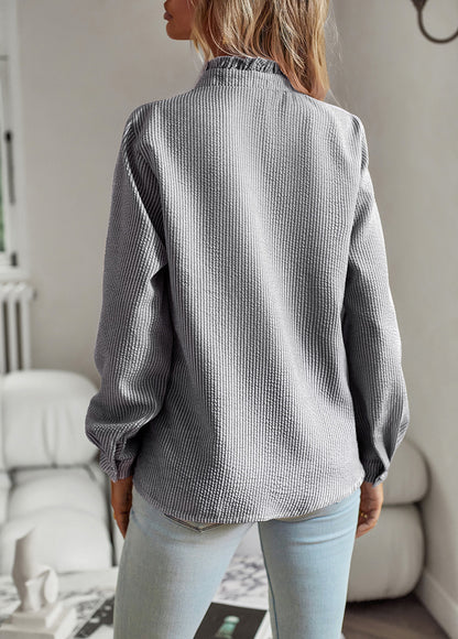 Blouse rayée manches longues – chemise boutonnée élégante pour le bureau et les sorties